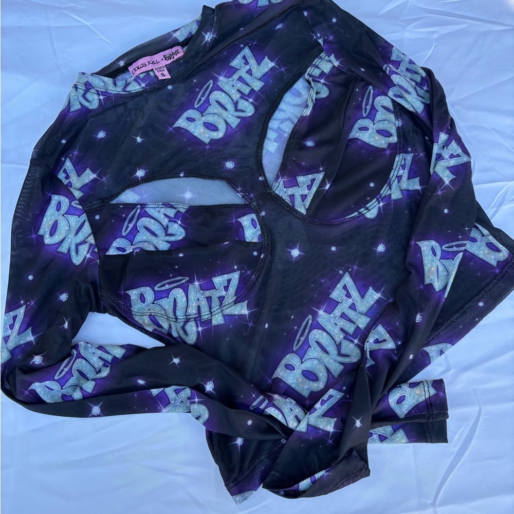 Dolls Kill x Bratz Mesh Cutout Long Sleeve Top Small